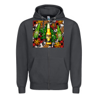 Smoke beer bottles with golden snow Zipper Hoodie - AdoDesignShop