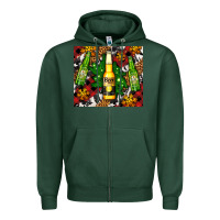 Sports Green beer bottles with golden snow Zipper Hoodie - AdoDesignShop