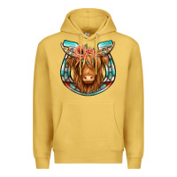 Antique Gold highland cow serape floral headband horseshoe Premium Hoodie - Jasminsmagicworld