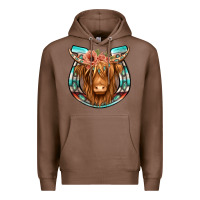 Chestnut highland cow serape floral headband horseshoe Premium Hoodie - Jasminsmagicworld