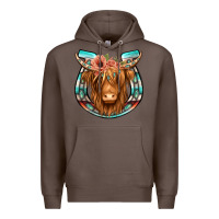 Coffee highland cow serape floral headband horseshoe Premium Hoodie - Jasminsmagicworld