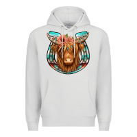 Dove Grey highland cow serape floral headband horseshoe Premium Hoodie - Jasminsmagicworld