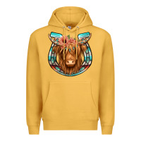 Mustard highland cow serape floral headband horseshoe Premium Hoodie - Jasminsmagicworld