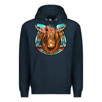 Navy highland cow serape floral headband horseshoe Premium Hoodie - Jasminsmagicworld