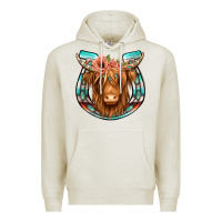 Oatmeal Heather highland cow serape floral headband horseshoe Premium Hoodie - Jasminsmagicworld