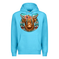 Ocean Blue highland cow serape floral headband horseshoe Premium Hoodie - Jasminsmagicworld