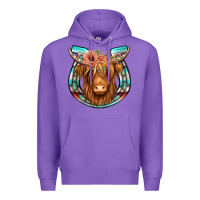 Purple highland cow serape floral headband horseshoe Premium Hoodie - Jasminsmagicworld
