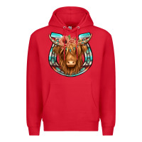 Red highland cow serape floral headband horseshoe Premium Hoodie - Jasminsmagicworld
