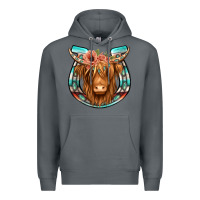 Rock highland cow serape floral headband horseshoe Premium Hoodie - Jasminsmagicworld