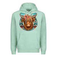 Seafoam highland cow serape floral headband horseshoe Premium Hoodie - Jasminsmagicworld