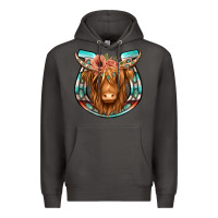 Smoke highland cow serape floral headband horseshoe Premium Hoodie - Jasminsmagicworld