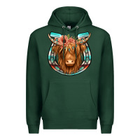Sports Green highland cow serape floral headband horseshoe Premium Hoodie - Jasminsmagicworld