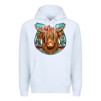 White highland cow serape floral headband horseshoe Premium Hoodie - Jasminsmagicworld