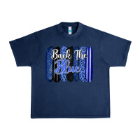 Navy Back the blue brushstrokes Urban Heavy Tee - FaDigitalArtStudio