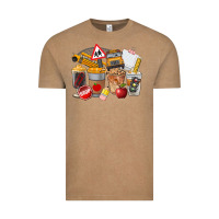 Vintage Coffee School Bus Coffee Cups Vintage Tee - FaDigitalArtStudio
