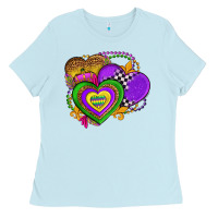 Baby Blue mardi gras heart olivia Ladies Tee - OliviaCreatesArt