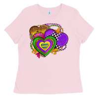 Bubblegum Pink mardi gras heart olivia Ladies Tee - OliviaCreatesArt