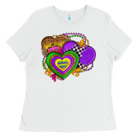 White mardi gras heart olivia Ladies Tee - OliviaCreatesArt