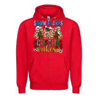 Red snow flakes christmas cakes ado Zipper Hoodie - AdoDesignShop