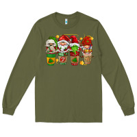 Army Green christmas coffee cups gnomies Long Sleeve Tee - FaDigitalArtStudio
