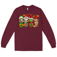 Burgundy christmas coffee cups gnomies Long Sleeve Tee - FaDigitalArtStudio