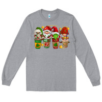 Heather Grey christmas coffee cups gnomies Long Sleeve Tee - FaDigitalArtStudio