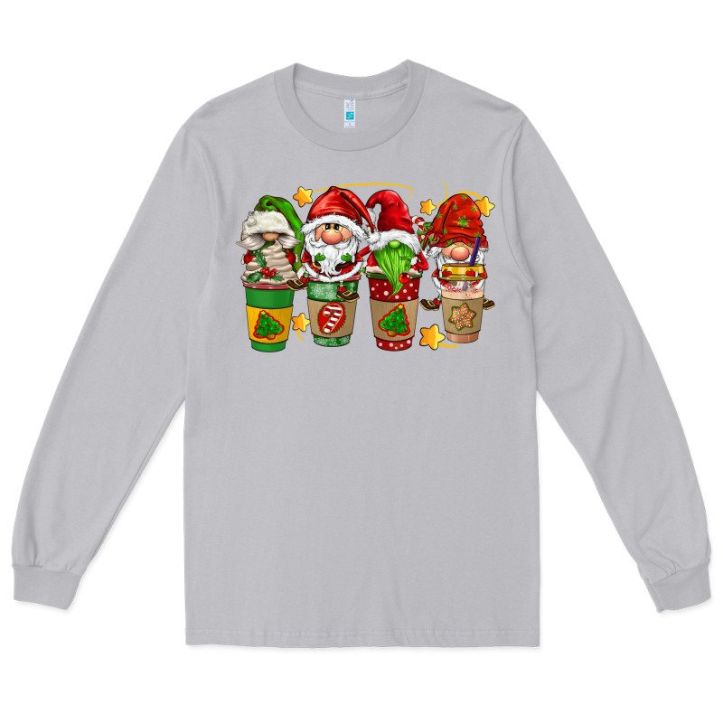 Christmas Coffee Cups Gnomies Long Sleeve Tee by FaDigitalArtStudio | Teevron