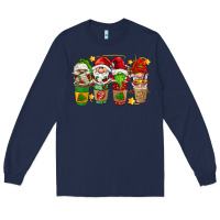 Navy christmas coffee cups gnomies Long Sleeve Tee - FaDigitalArtStudio