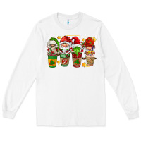 White christmas coffee cups gnomies Long Sleeve Tee - FaDigitalArtStudio