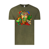 Vintage Olive Mexican Cold Drink With Cactus Sombrero And Tequil Vintage Tee - FaDigitalArtStudio