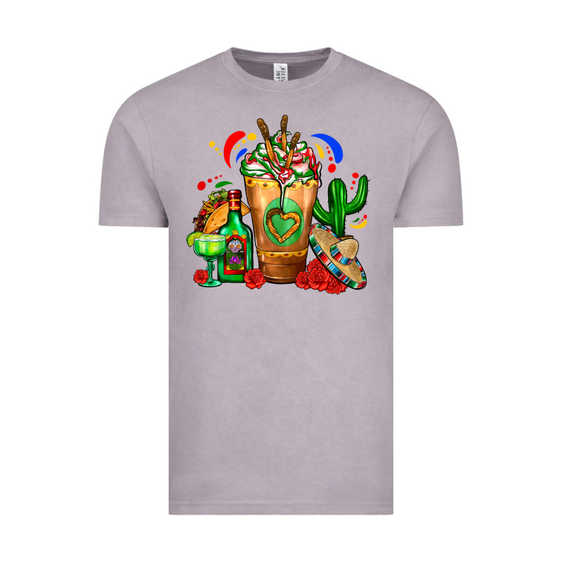 Mexican Cold Drink With Cactus Sombrero And Tequil Vintage Tee by FaDigitalArtStudio | Teevron