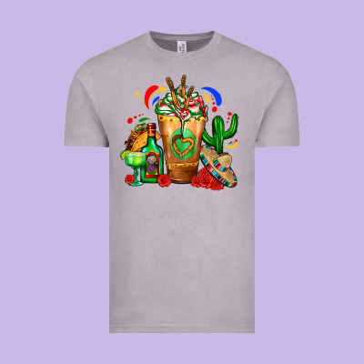 Mexican Cold Drink With Cactus Sombrero And Tequil Vintage Tee Designed By Fadigitalartstudio