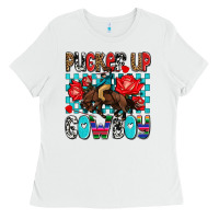 White pucker up cowboy olivia Ladies Tee - OliviaCreatesArt