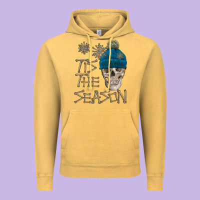 Skull Tis The Season Winter Vintage Hoodie Designed By Fadigitalartstudio