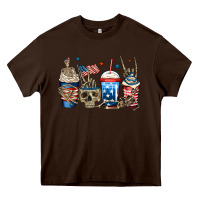 Chocolate Brown 4th of july skeleton coffee cups Heavy Core Tee - Jasminsmagicworld