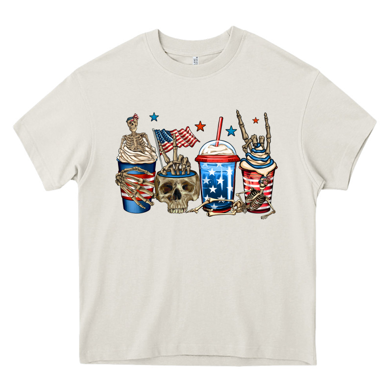 4th Of July Skeleton Coffee Cups Heavy Core Tee by Jasminsmagicworld | Teevron