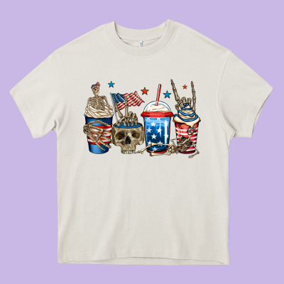 4th Of July Skeleton Coffee Cups Heavy Core Tee Designed By Jasminsmagicworld
