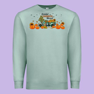 Grateful Thankful Blessed Premium Sweatshirt Designed By Jahusdesignshop