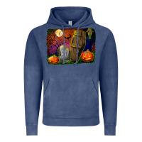 Vintage Denim headstone and coffin background Vintage Hoodie - BundleAndBundleShop