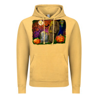 Vintage Mustard headstone and coffin background Vintage Hoodie - BundleAndBundleShop