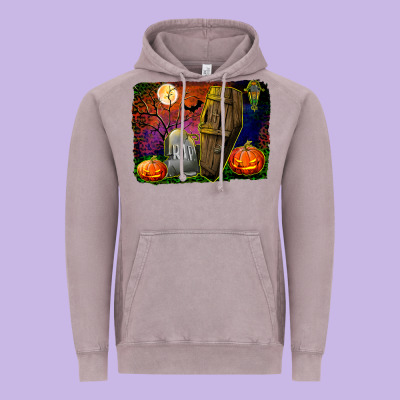 Headstone And Coffin Background Vintage Hoodie Designed By Bundleandbundleshop