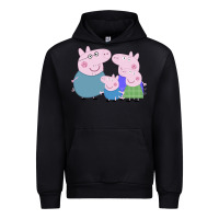 Black peppa pig family Urban Hoodie - artisFamous