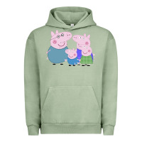 Pigment Oil Green peppa pig family Urban Hoodie - artisFamous