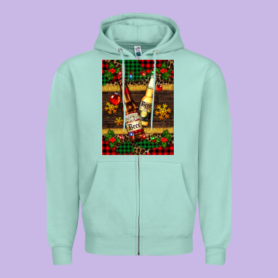 Snow And Beer Bottles Zipper Hoodie Designed By Adodesignshop