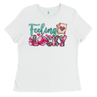 White feeling lucky Ladies Tee - OliviaCreatesArt