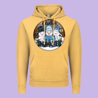 Chillin With My Snowmies Vintage Hoodie Designed By Fadigitalartstudio
