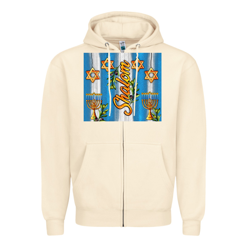 Shalom With Star Of David Zipper Hoodie by AdoDesignShop | Teevron