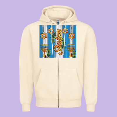Shalom With Star Of David Zipper Hoodie Designed By Adodesignshop