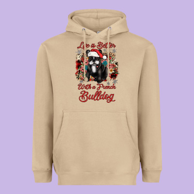 Christmas Life Is Better With A French Bulldog Heavyweight Hoodie Designed By Jahusdesignshop
