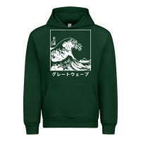 Forest Green the great wave off kanagawa Urban Hoodie - artisFamous